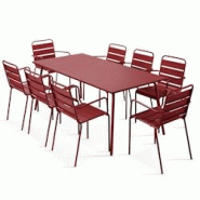 Oviala Business Ensemble table de jardin et 8 fauteuils en métal Pourpre - violet acier 114609 Oviala Business Ensemble table de jardin et 8 fauteuils en métal Pourpre - violet acier 114609