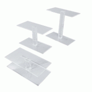 Présentoirs rectangulaires transparents - set de 3 hauteurs 50, 100 et 150mm - L150xP75mm - PMMA