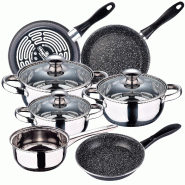 San Ignacio - Batterie de cuisine 16/16/18/20 cm en acier inoxydable avec ensemble de poêles K2 Gransasso 18/20/24 cm - multi-matériau PK3790