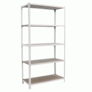 SimonRack Étagère Rangement 1800x800x400 mm, 5 niveaux, plateaux en bois, charge 150 kg par niveau, Blanc - Maderclick - métal 8435104974568