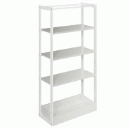 Structure Cage blanc suspendue 90x40x180cm 3 tablettes et bac gris alu