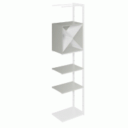 Suite structure Cage blanc base métal 58x40x240cm 2 tabl et cube gris alu