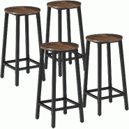 TecTake GmbH tectake Tabourets de bar Corby  Bois Foncé Industriel, Rustique - marron Bois manufacturé 406762