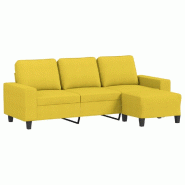 VidaXL Canapé à 3 places avec repose-pieds Jaune clair 180 cm Tissu Modèle Orion Office Nova - 3201156