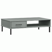 VidaXL Table basse avec pieds en métal Gris Bois pin massif OSLO Modèle Horizon Design - 351037