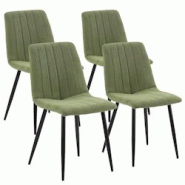 VS Venta-stock Pack 4 chaises Sagi recouvertes de tissu vert - vert polyester I22086
