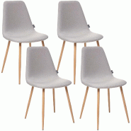 WellHome - Lot de 4 chaises de salle à manger rembourrées de couleur gris clair - gris acier PK5060