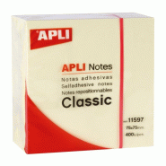 Apli Bloc de 400 notes adhésives 75x75 jaune - 8410782115977