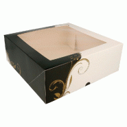 Boîte pâtissière av fenêtre Baroque The Pack carton ondulé 28x28x10cm - par 100