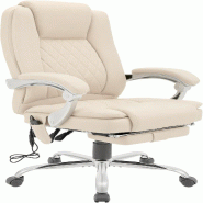 CLP Chaise de bureau Rubia avec fonction massage Crème - beige métal 327208