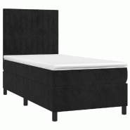 Décoshop26 - Cadre de lit LED avec sommier tête de lit matelas 100x200 cm tissu velours noir TDL0209326 - noir 3001714282727