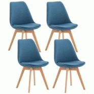 Décoshop26 - Lot de 4 chaises de salle à manger cuisine ou bureau en tissu bleu pieds en bois 10_0000940 - bleu 3000720669607 Décoshop26 - Lot de 4 chaises de salle à manger cuisine ou bureau en tissu bleu pieds en bois 10_0000940 - bleu 3000720669607