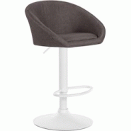 Décoshop26 - Tabouret de bar assise pivotante à 360° hauteur réglable en tissu gris foncé piètement en métal blanc 10_0004775 - blanc 3000252284194 Décoshop26 - Tabouret de bar assise pivotante à 360° hauteur réglable en tissu gris foncé piètement en métal blanc 10_0004775 - blanc 3000252284194