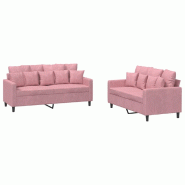 Ensemble de canapés 2 pcs avec coussins Rose Velours Modèle AbriSelect 93 - 8721012066700
