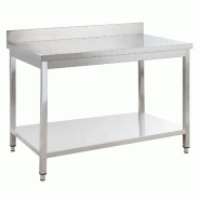 GastroHero Table de travail en inox Basique 14x6 avec étagère inférieure et dosseret, à monter soi-même - YATS146A