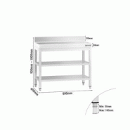 GGM Gastro Tables Inox de Travail Premium avec Dosseret et 2 étagères - Profondeur 600 mm - ATK86AZB - 4063326276296 GGM Gastro Tables Inox de Travail Premium avec Dosseret et 2 étagères - Profondeur 600 mm - ATK86AZB - 4063326276296