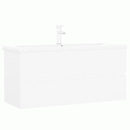 Helloshop26 - Armoire d'évier avec lavabo intégré 100 x 39 x 45 cm rangement pratique style contemporain en bois blanc 02_0055098 - blanc Bois mass