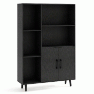 Helloshop26 - Bibliothèque moderne avec 5 compartiments ouverts et armoire de rangement sécurisée 80 x 23,5 x 119 cm en bois mdf 20_0018339 - 30002