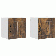 Helloshop26 - Lot de 2 armoires murales cuisine design moderne 40 x 31 x 40 cm rangement pratique en bois d'ingénierie chêne fumé 02_0053914 - Bois