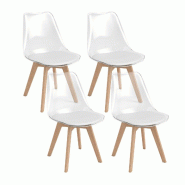 Helloshop26 - Lot de 4 chaises de salle à manger transparentes 47 x 52 x 81 cm confortables élégantes en bois hêtre blanc 20_0018868 - blanc Bois