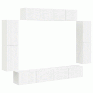 Helloshop26 - Meuble TV mural moderne modulable rangement généreux 98 x 31 x 29,5 cm en bois blanc 02_0056199 - blanc Bois massif 3000239407394