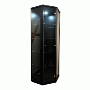 K-Möbel Vitrine d'angle en verre sur pied 176x56,5x56,5 cm Made in Germany avec LED & 4 tablettes en verre Noir - noir Bois manufacturé C1020S_0