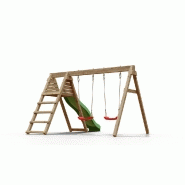 Portique &amp; toboggan de jardin en bois  390 x 256 x 252 cm - azalée