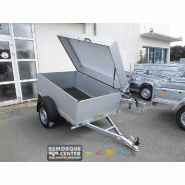 Remorque aluminium Humbaur - 165 x 110 cm - ridelles 500 mm - capot sécurisé & étanche - 1 essieu - PTAC : 750 kg - Reference K1 276 150 2000 2