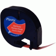 Ruban cassette Letratag plastique 12 mm x 4 m - Noir sur rouge - Résistant à l'eau et aux températures extrêmes Ruban cassette Letratag plastique 12 mm x 4 m - Noir sur rouge - Résistant à l'eau et aux températures extrêmes