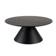 TABLE BASSE RONDE NOIRE DILA 78 CM / PIEDS CONIQUE