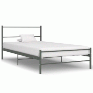 VidaXL Cadre de lit sans matelas gris métal 100x200 cm Modèle Iermelor - 284685