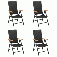 VidaXL Chaises De Jardin Lot De 4 Résine Tressée Noir - noir multi-matériau 313106