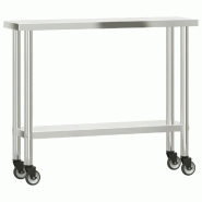 VidaXL Table de travail de cuisine avec roues 110x30x85 cm inox - 376461_0