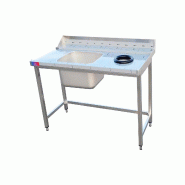 - Table d'entrée gauche pour lave-vaisselle à dôme en acier inoxydable avec 1 bac et compartiment à déchets 1400x750x850+ 100 mm - inox gf1154