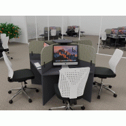 Bureau call center 5 places forme marguerite avec cloisons acoustiques. - anthracite, 5 places, beige da054
