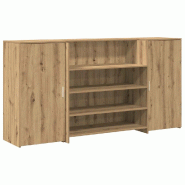 Bureau réception chêne artisanal 200x50x103,5cm bois ingénierie Modèle Atlas Infinite Focus - 8721158629579