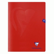 Clairefontaine Lot de 10 Cahier Mimesys 24x32, 48p./24 feuilles 90 g/m² piquées, coloris rouge, quadrillé 5x5 - 3329683333128