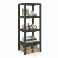 COSTWAY étagère salle de bain 4 niveaux, en plastique autoportante, organiseur étroit cuisine, 38x32,5x99 cm, noir - noir plastique polypropylène