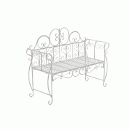 Décoshop26 - Banc de jardin design rustique largeur 128 cm en métal blanc vieilli 10_0002939 - blanc métal 3000251323856