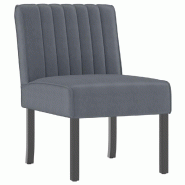 Décoshop26 - Fauteuil sans accoudoirs en velours gris foncé pieds en bois foncé DEC026275 - gris Bois massif 3000255727803