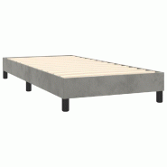 Décoshop26 - Sommier à lattes sur pieds cadre de lit 90x190 cm tissu velours gris clair TDL0207159 - gris 3001168488003
