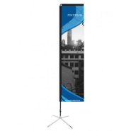 DRAPEAU RECTANGLE L (IMPRESSION + STRUCTURE + BASE PLAQUE/CARRÉ 10 KG)  - RÉFÉRENCE: E-DRAP-RECT-L