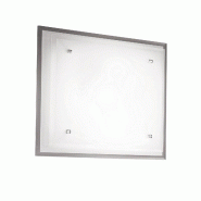 Fabas Luce Plafonnier Maggie Square Métal Et Verre Blanc, Compatible Smart Luce, 2 Douilles E27 60W, 400X400X90 Mm, Pour Intérieur, Réf. 2957-65-10