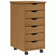 Helloshop26 - Armoire roulante avec tiroirs 34 x 39 x 65,5 cm pratique espace de stockage mobilier moderne en bois de pin marron 02_0047156 - marron B