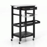 Helloshop26 - Chariot de service sur roues 47 x 39 x 85 cm avec rangement pratique moderne en acier inoxydable noir 20_0017861 - noir inox 30002321099