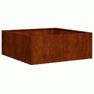 Helloshop26 - Jardinière carrée design moderne pour jardin 80 x 80 x 30 cm avec fond ouvert esthétique rouillé en acier 02_0051587 - vert inox 300