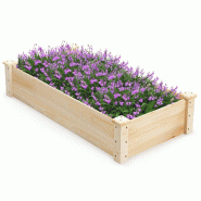 Helloshop26 - Jardinière surélevée pour jardin 120 x 61 x 25,5 cm drainage optimal finition naturelle en bois de sapin 20_0012215 - 3000227121127