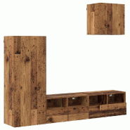 Helloshop26 - Lot de 4 meubles TV muraux modernes minimalistes 40,5 x 30 x 102 cm avec rangements pratiques en bois d'ingénierie 02_0056073 - Bois ma