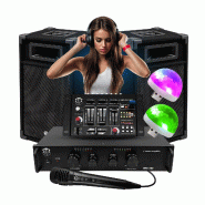 Kit Complet SONO 300W Bm Sonic BMS-DJ300 Initiation DJ Enceintes Ampli Table de Mixage Bluetooth USB, Micro, 2 Mini Lumières LED - 3666638034861
