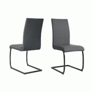 Möbilia Chaises cantilever, lot de 2 | Similicuir | Structure cantilever | L 42 x P 59 x H 97 cm | gris – noir - multicolore multi-matériau 21020059 Möbilia Chaises cantilever, lot de 2 | Similicuir | Structure cantilever | L 42 x P 59 x H 97 cm | gris – noir - multicolore multi-matériau 21020059